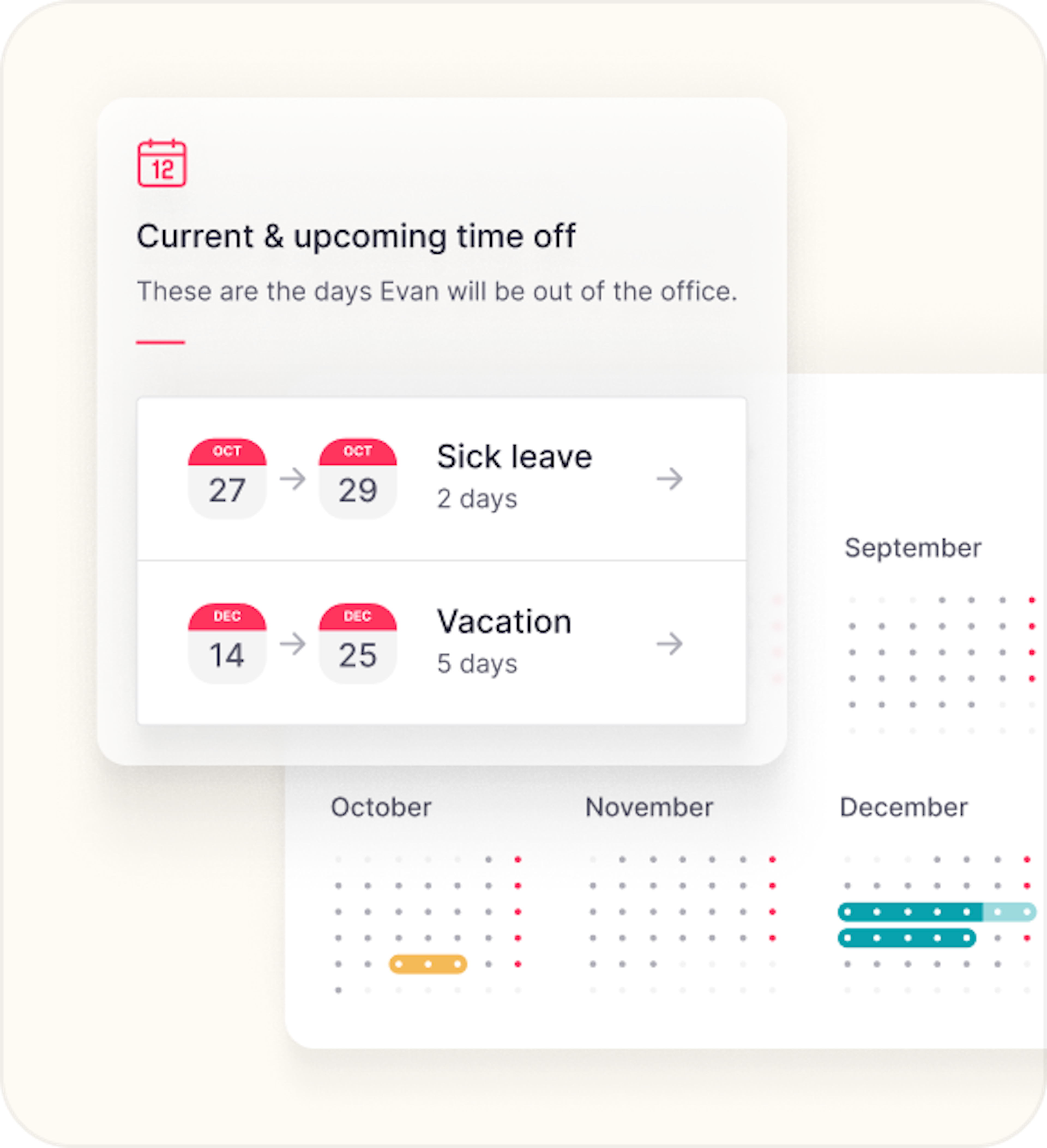 English time off calendar