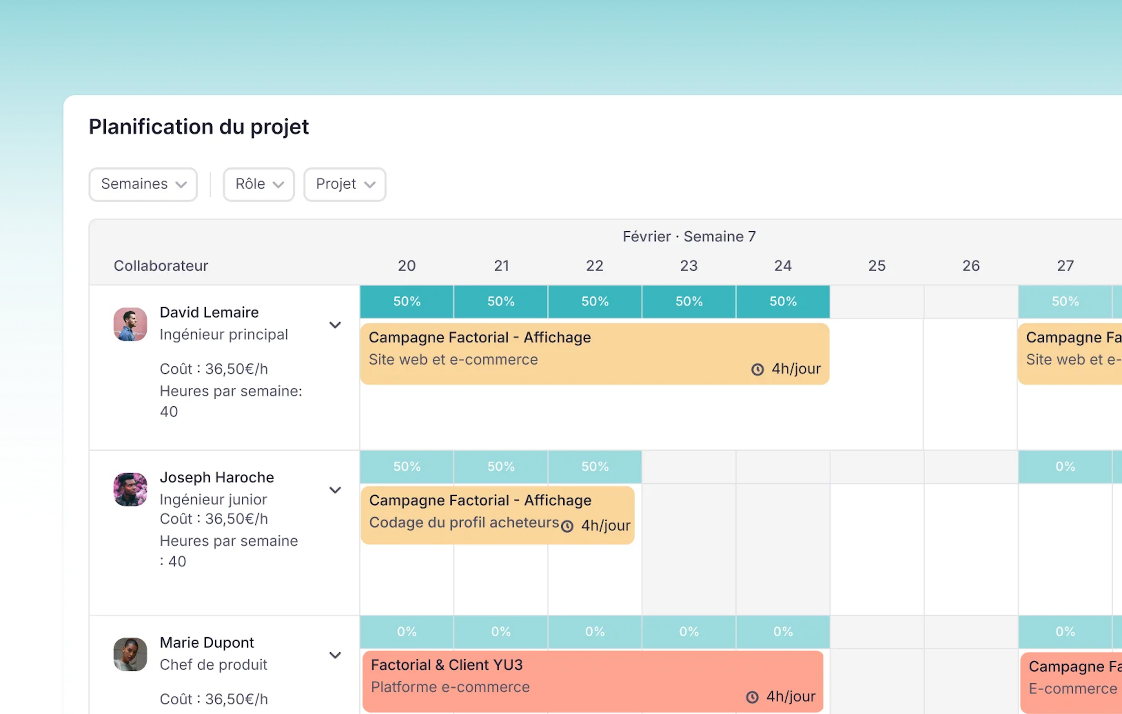 Planifiez les projets