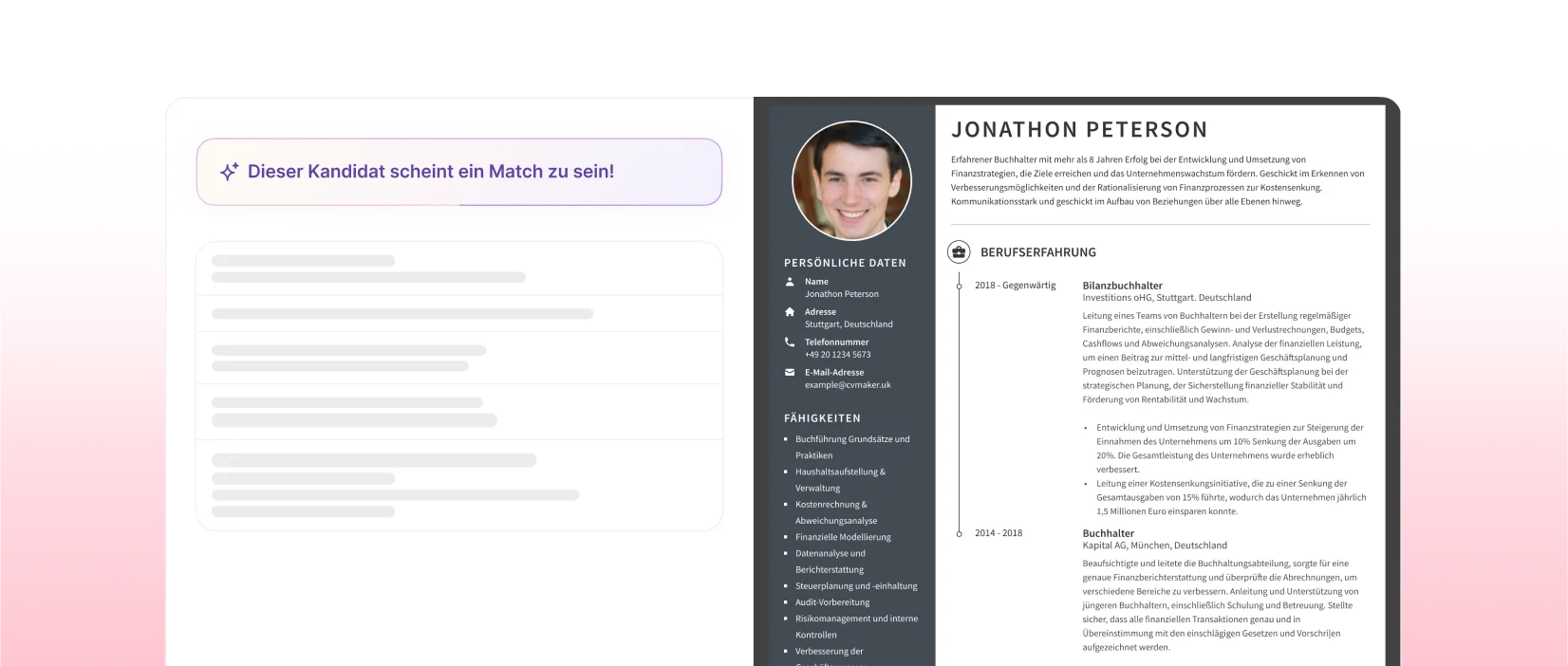 Optimierte Ansicht von Kandidatenprofilen Optimierte Ansicht von Kandidatenprofilen