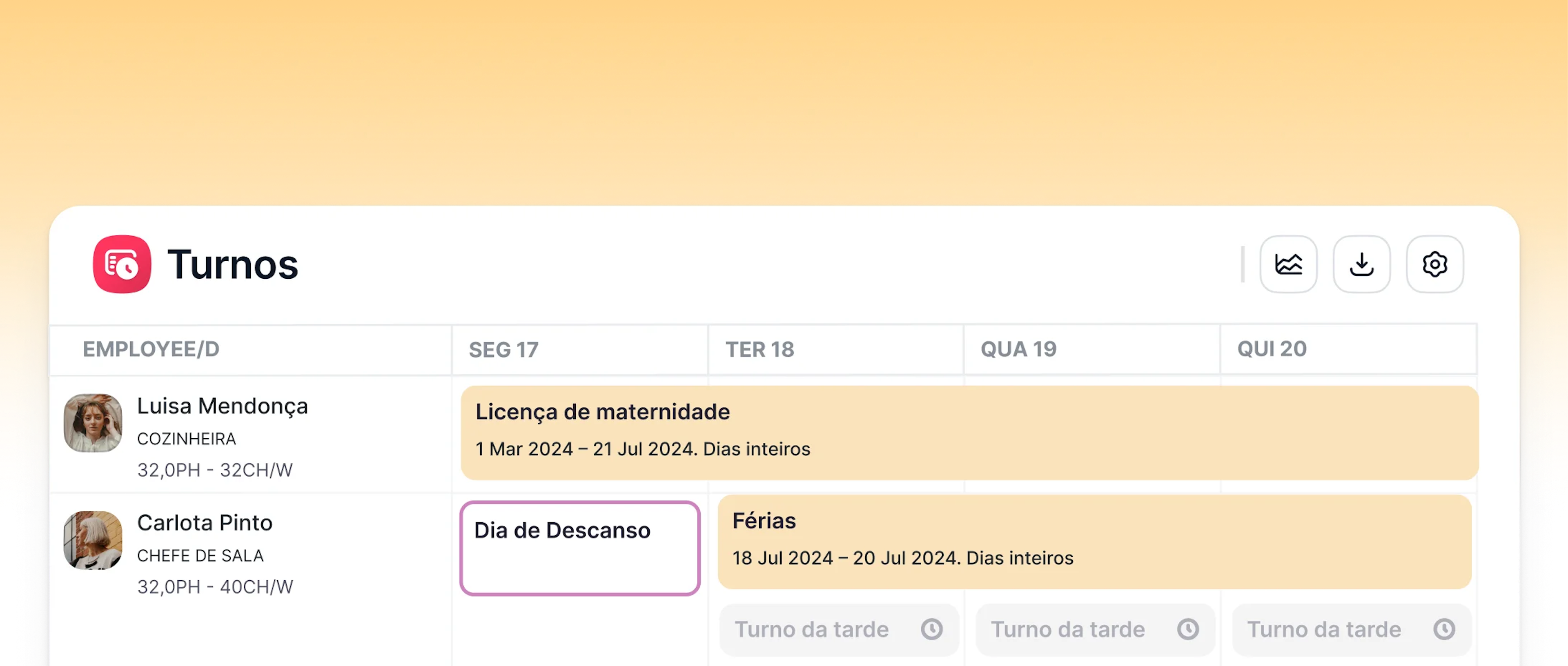 Sincronização de férias e turnos