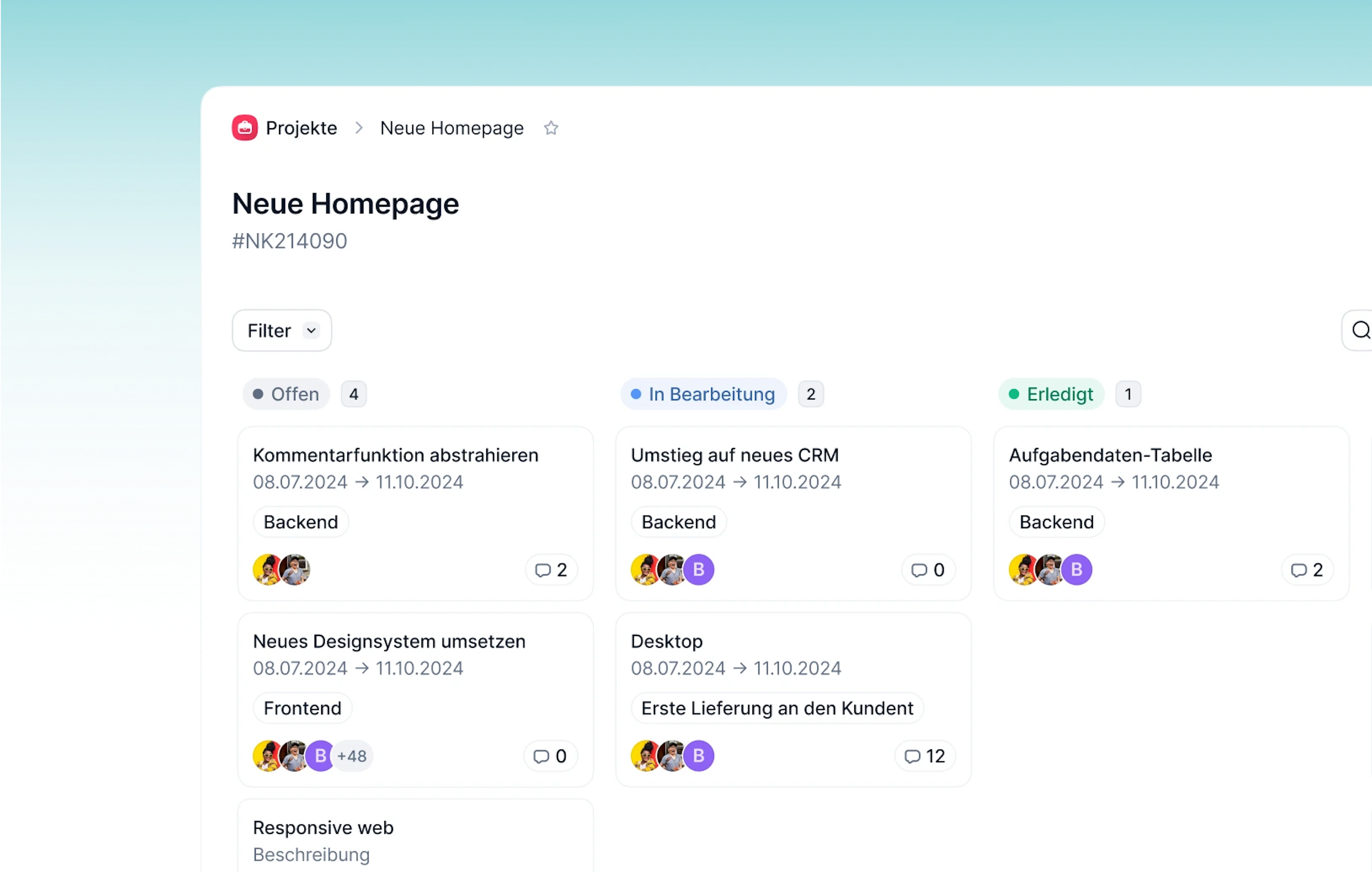 Kanban-Task-Ansicht