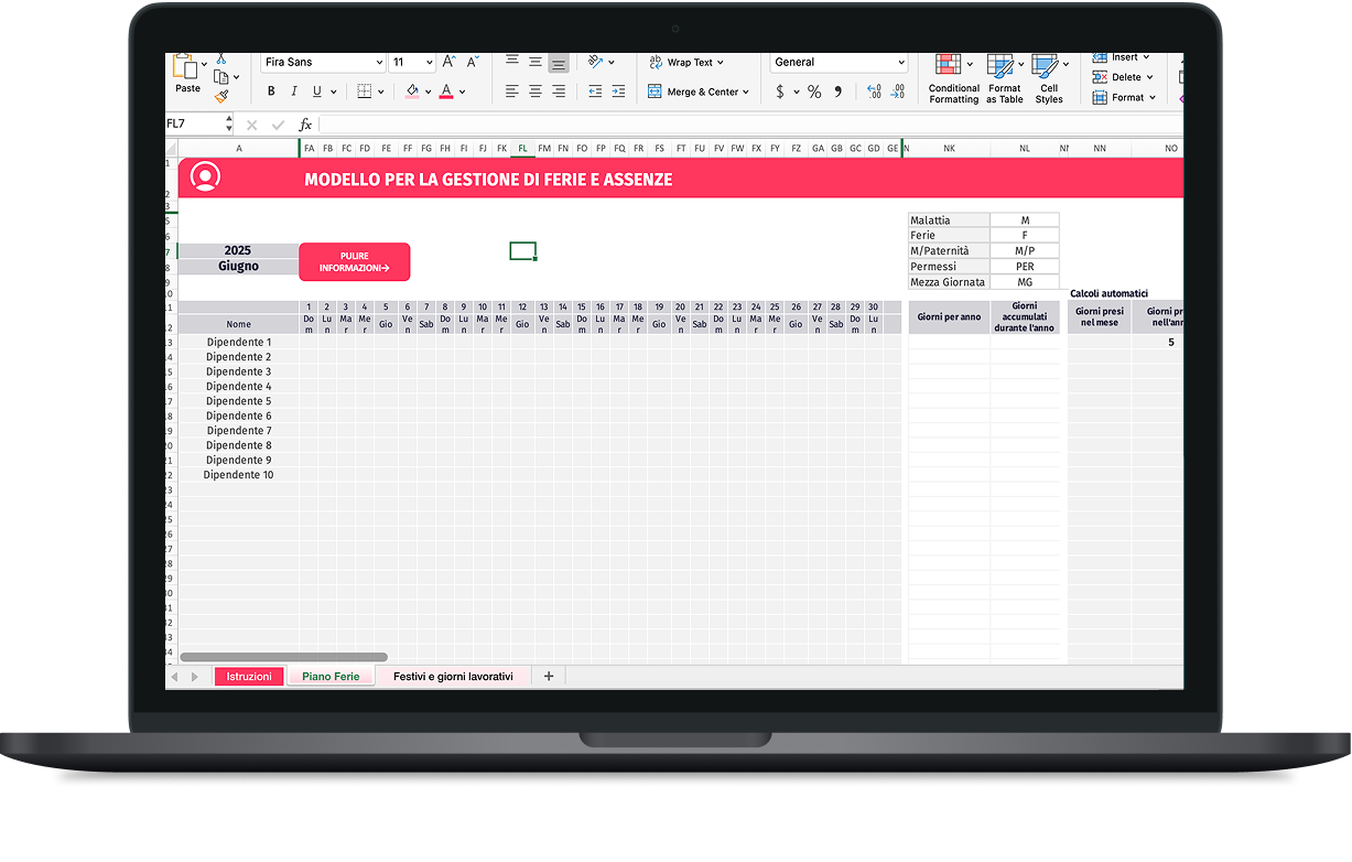 Piano ferie 2025 excel Scarica gratis il piano ferie 2025 in Excel di Factorial
