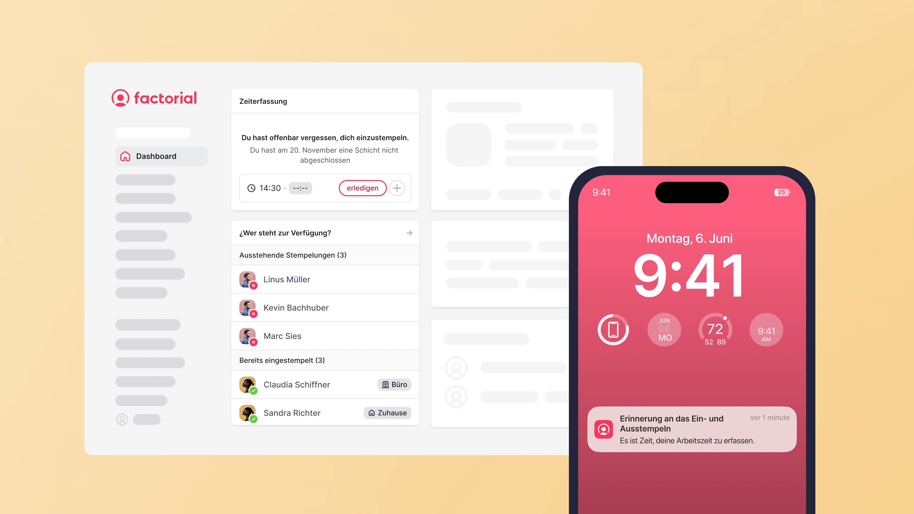 Erinnerungen und Fehlzeiten-Meldungen