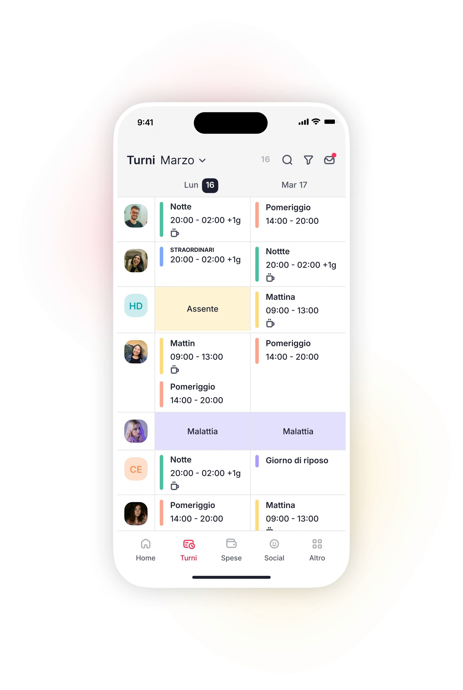 Turni on line Factorial Dashboard dell'App Mobile di Factorial per creare turni online