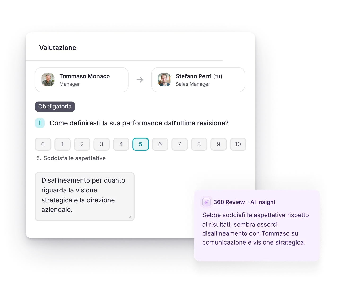 Performance review - Factorial Schermata di esempio della performance review in Factorial