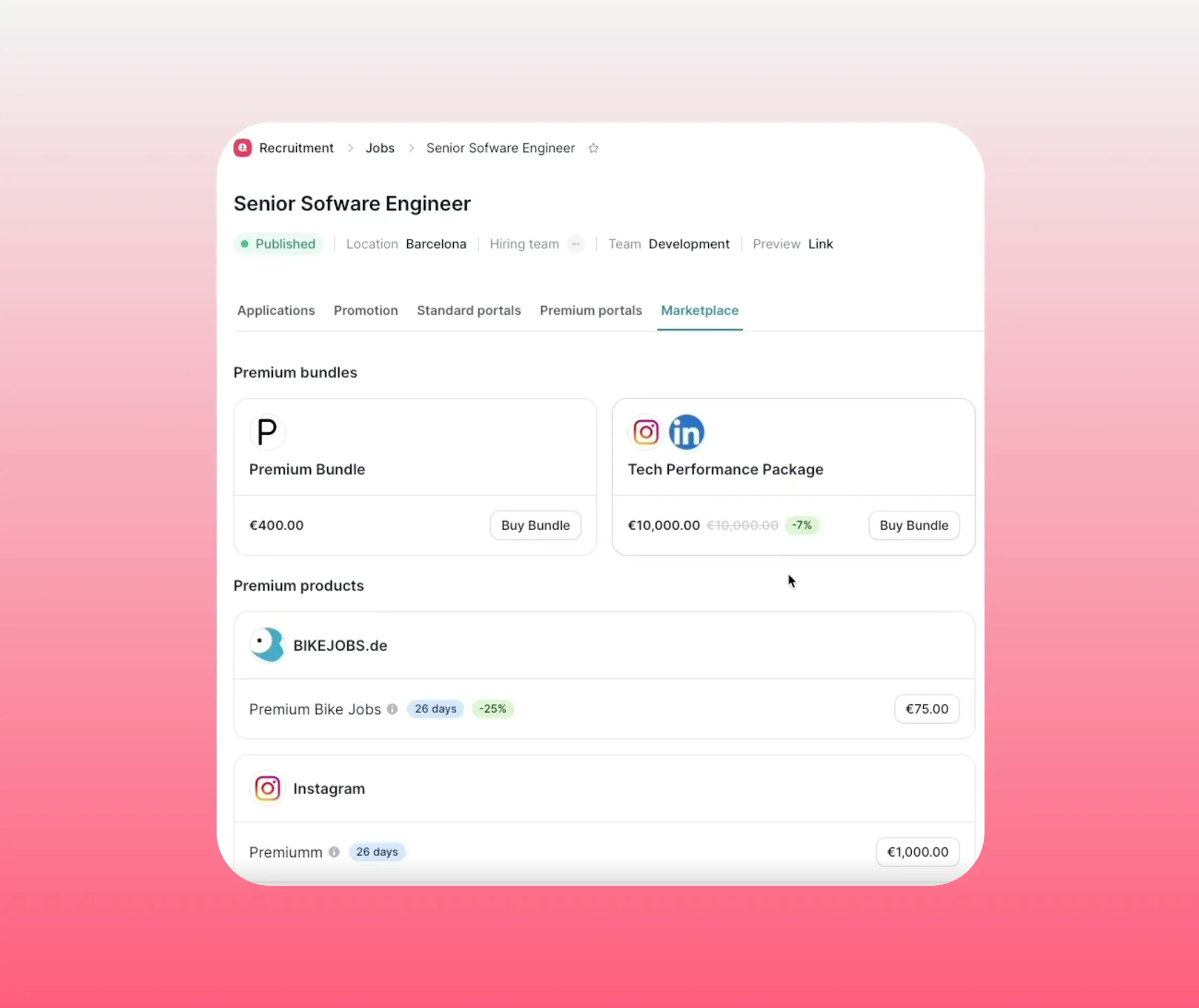 Premium Job Postings mit Marketplace & Freigabe