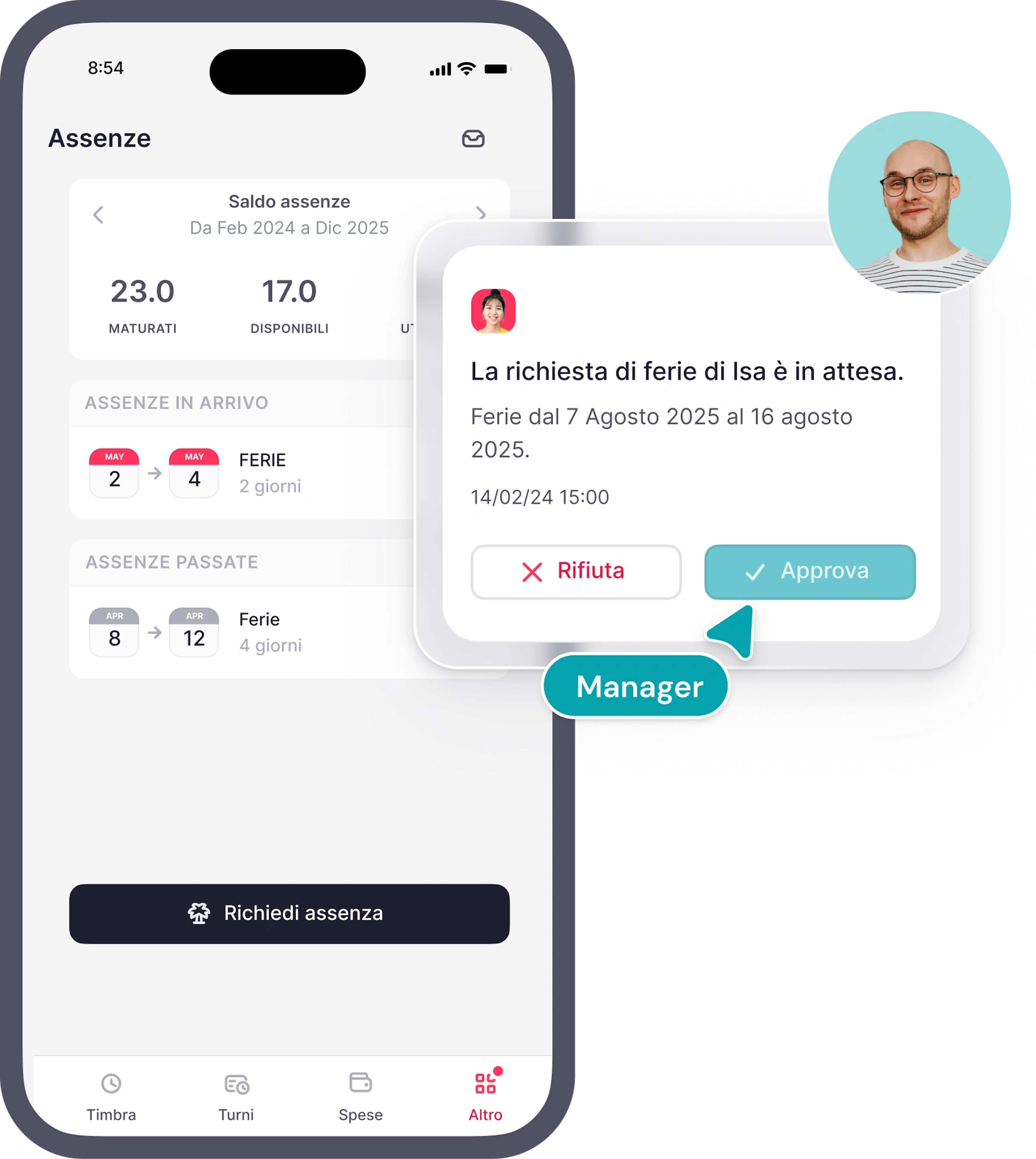 Schermata del software di Factorial per la gestione di ferie e permessi