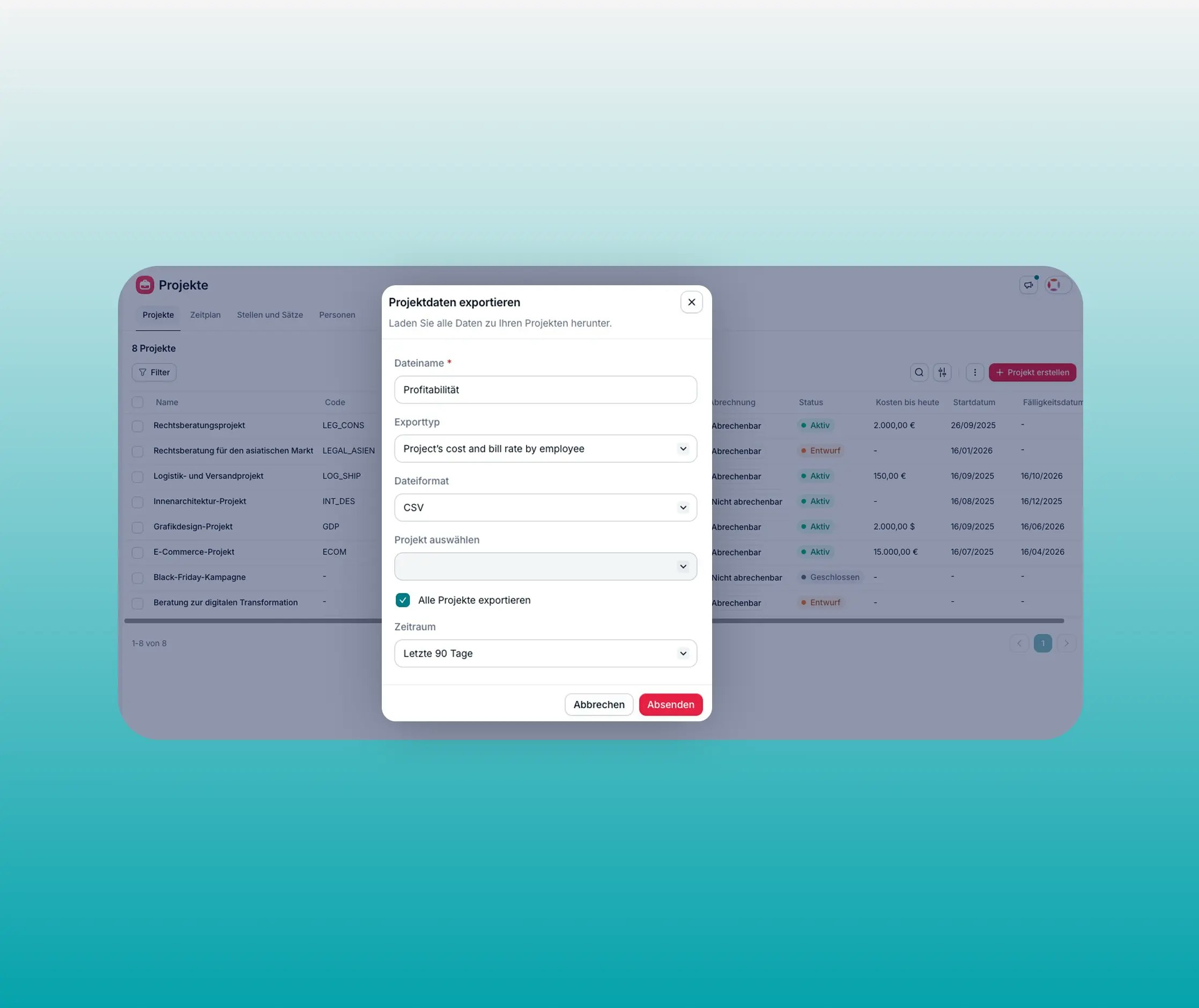 Projekte Profitabilität