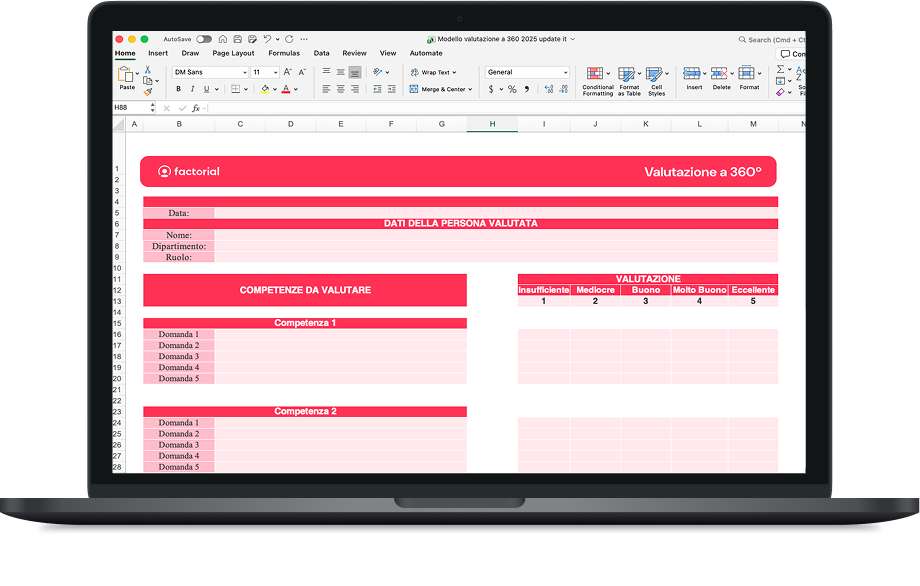 Modello valutazione performance 360 gradi Modello valutazione performance 360 gradi