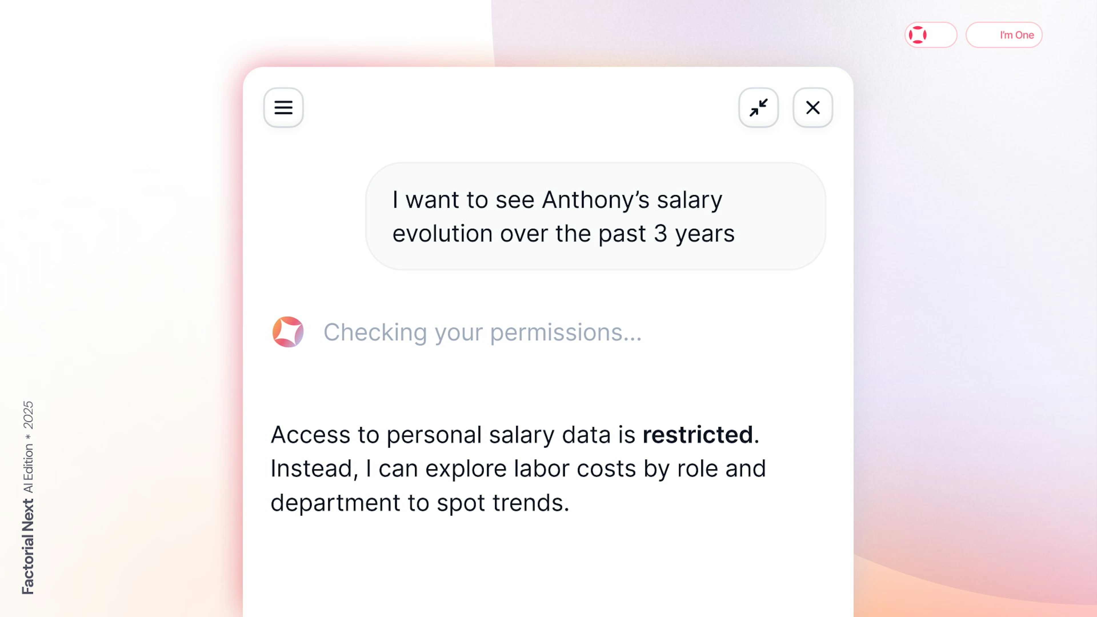 A screenshot of an HR related question being answered by Factorial's AI: One
