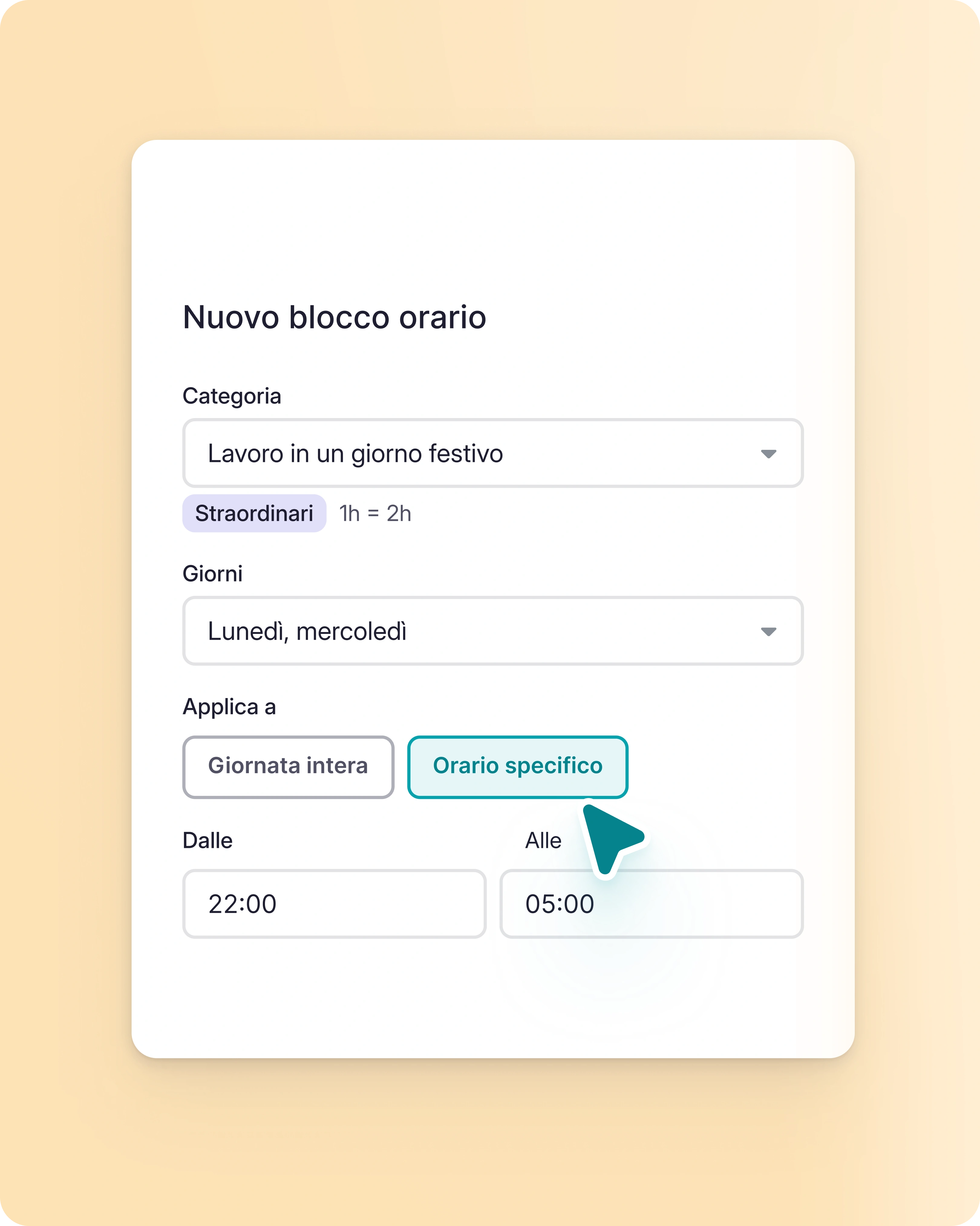 software presenze dipendenti factorial Esempio di definizione di straordinari nel software presenze dipendenti di Factorial