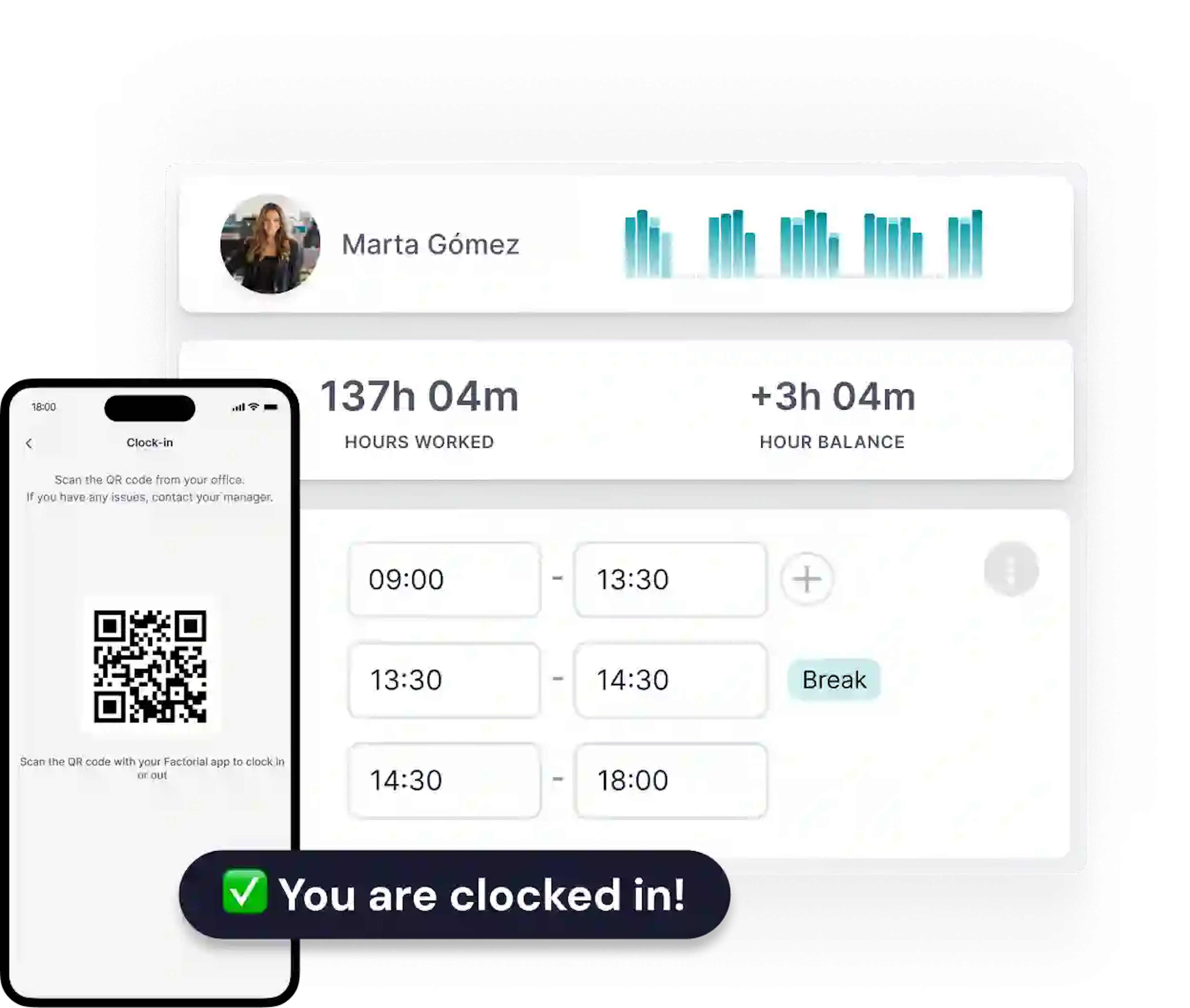 Factorial's time tracking feature in action