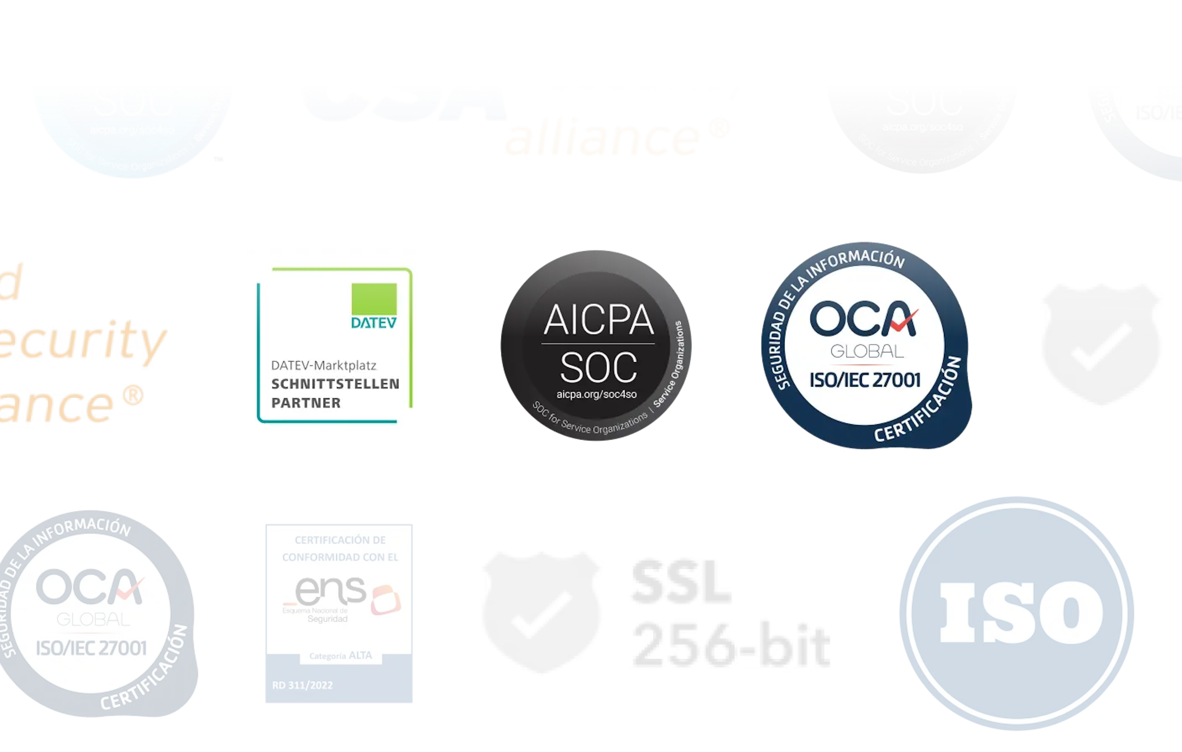 Sicherheitszertifizierungen und Datenschutzstandards von Factorial, darunter ISO, SOC 2 und ENS