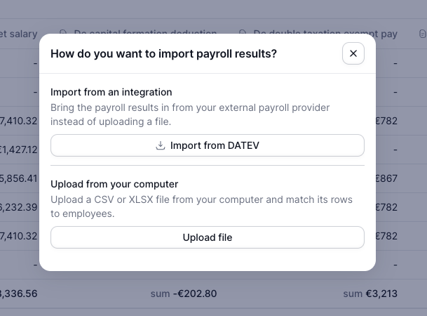 Trigger payroll results import Trigger payroll results import