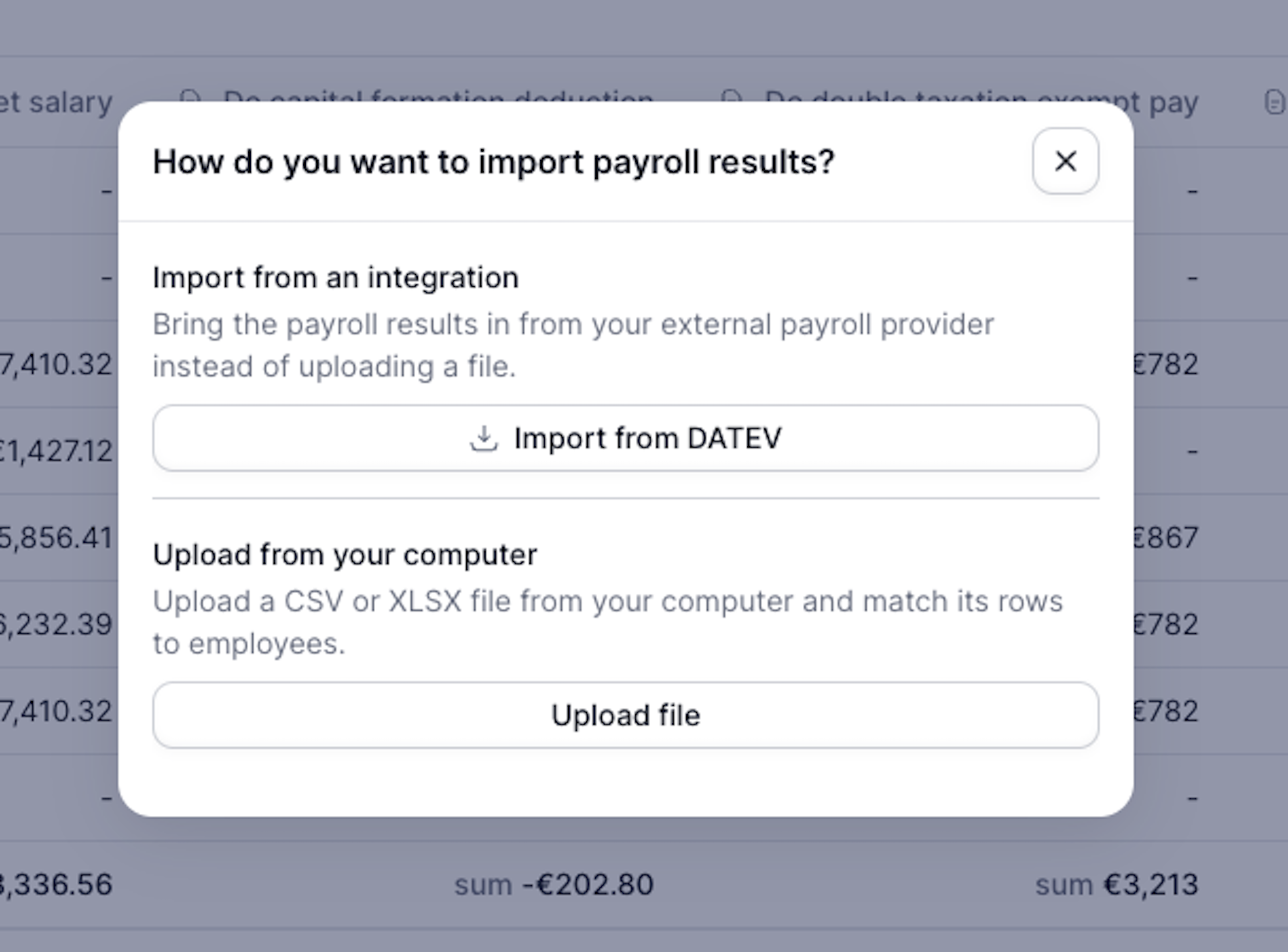 Trigger payroll results import