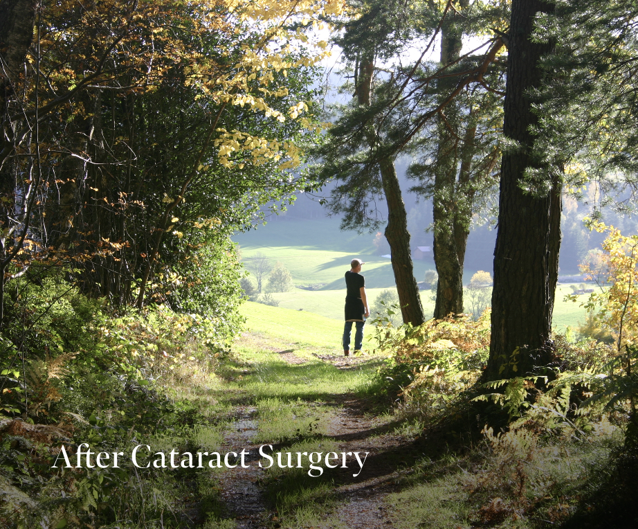 Blurred Cloud Vision after cataract surgery with man at end of trail