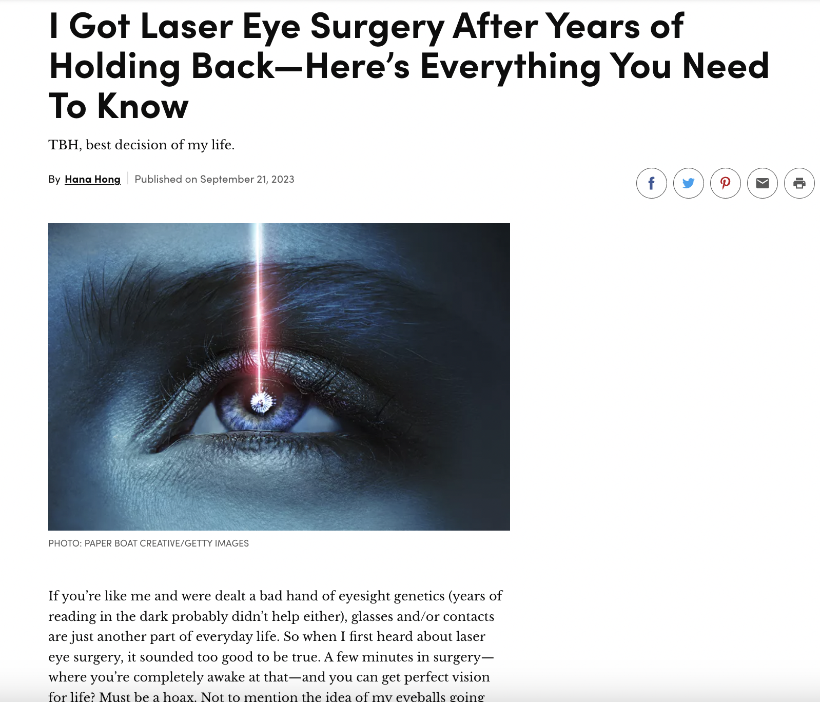 I Got Laser Eye Surgery After Years of Holding Back article image