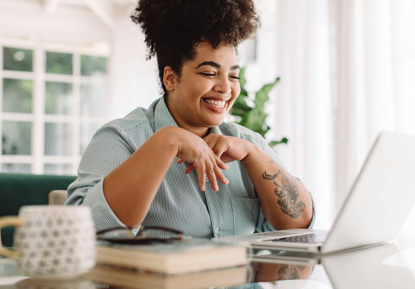 Woman using her laptop