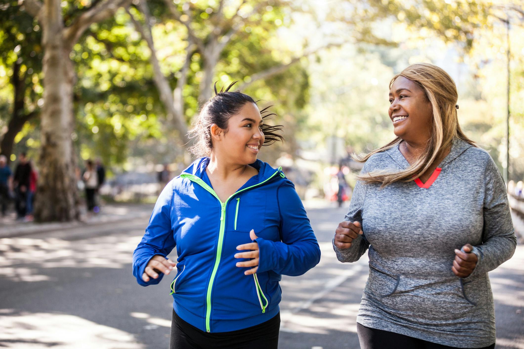 Two women running