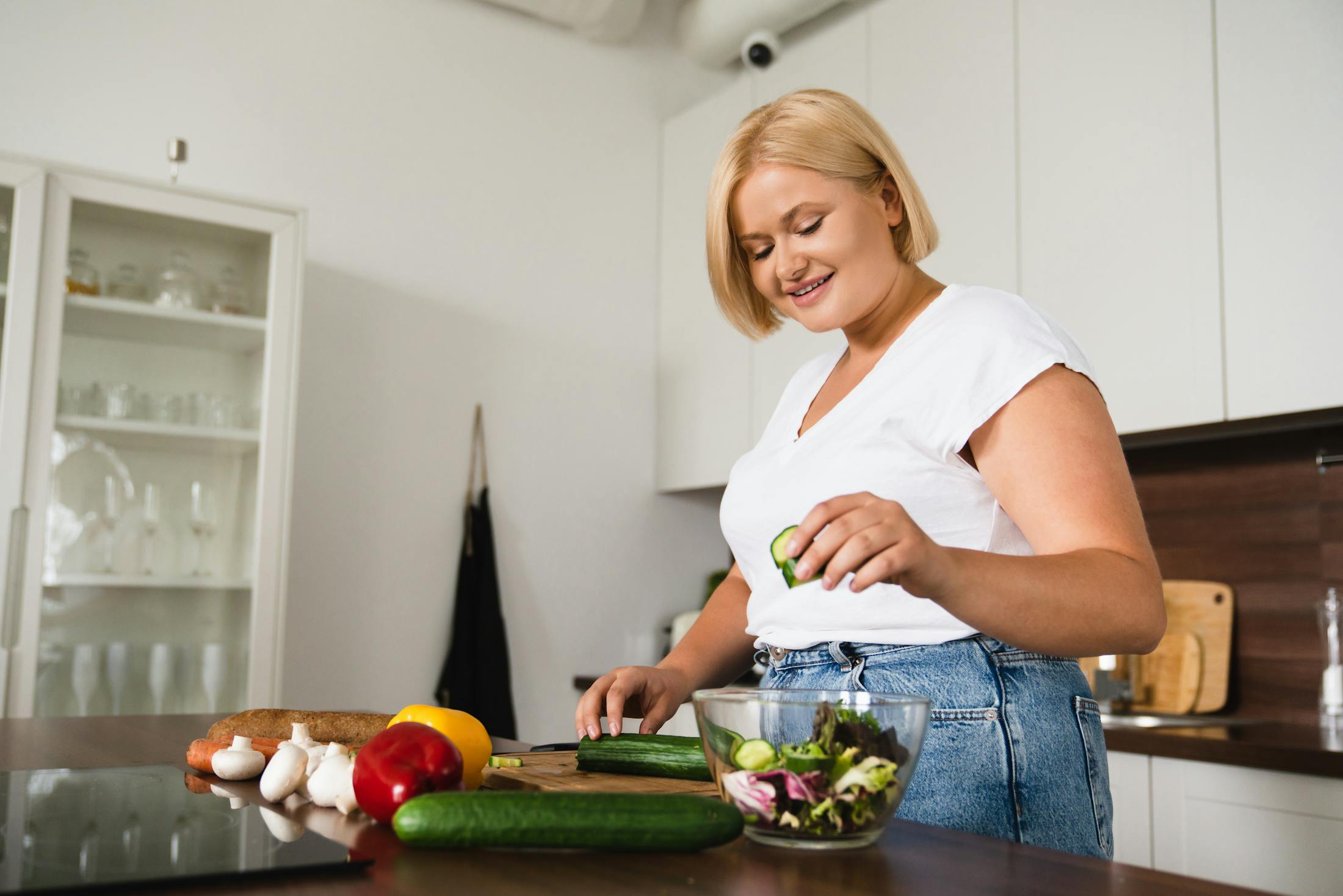 Woman making herself a healthy meal