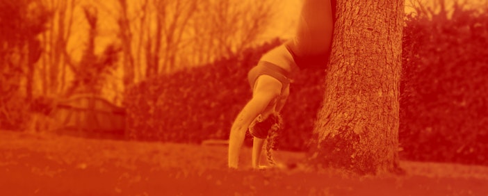 Trainer doing a handstand