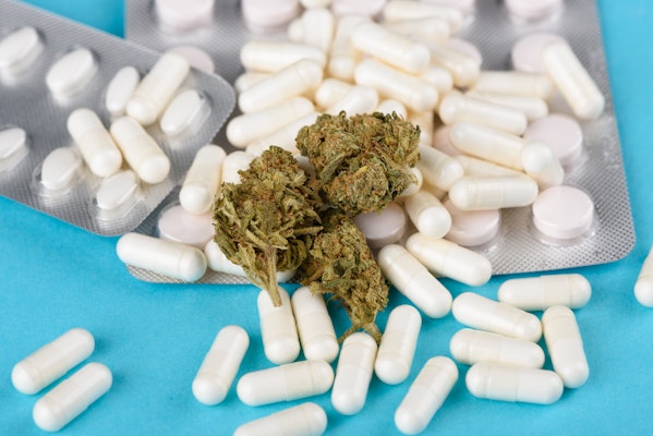 Cannabis buds and prescription pills