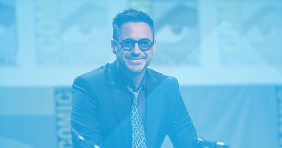 Robert Downey Jr smiling at 2014 Comic Con convention