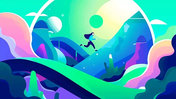 30 Days Without Alcohol A woman starting on a new journey traveling through obstacles.