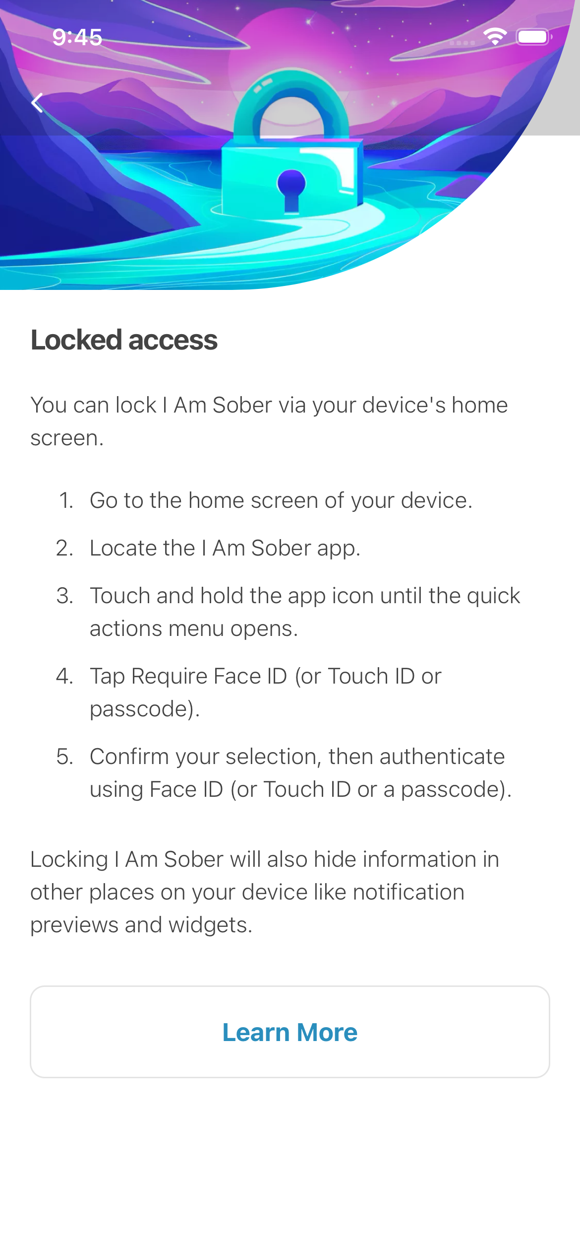 Locked access screen showing a privacy lock