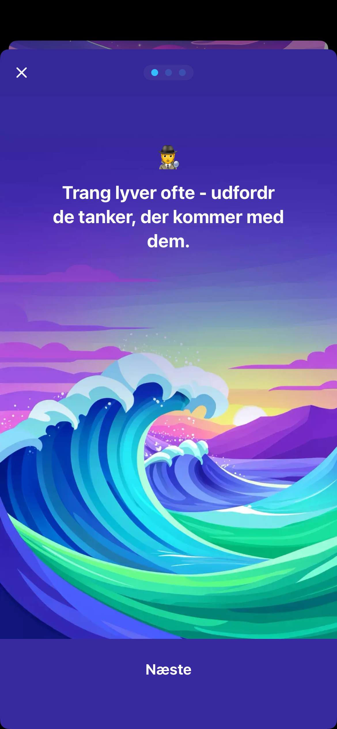 Skærm med mestringsøvelse og opmuntring til at modstå trang