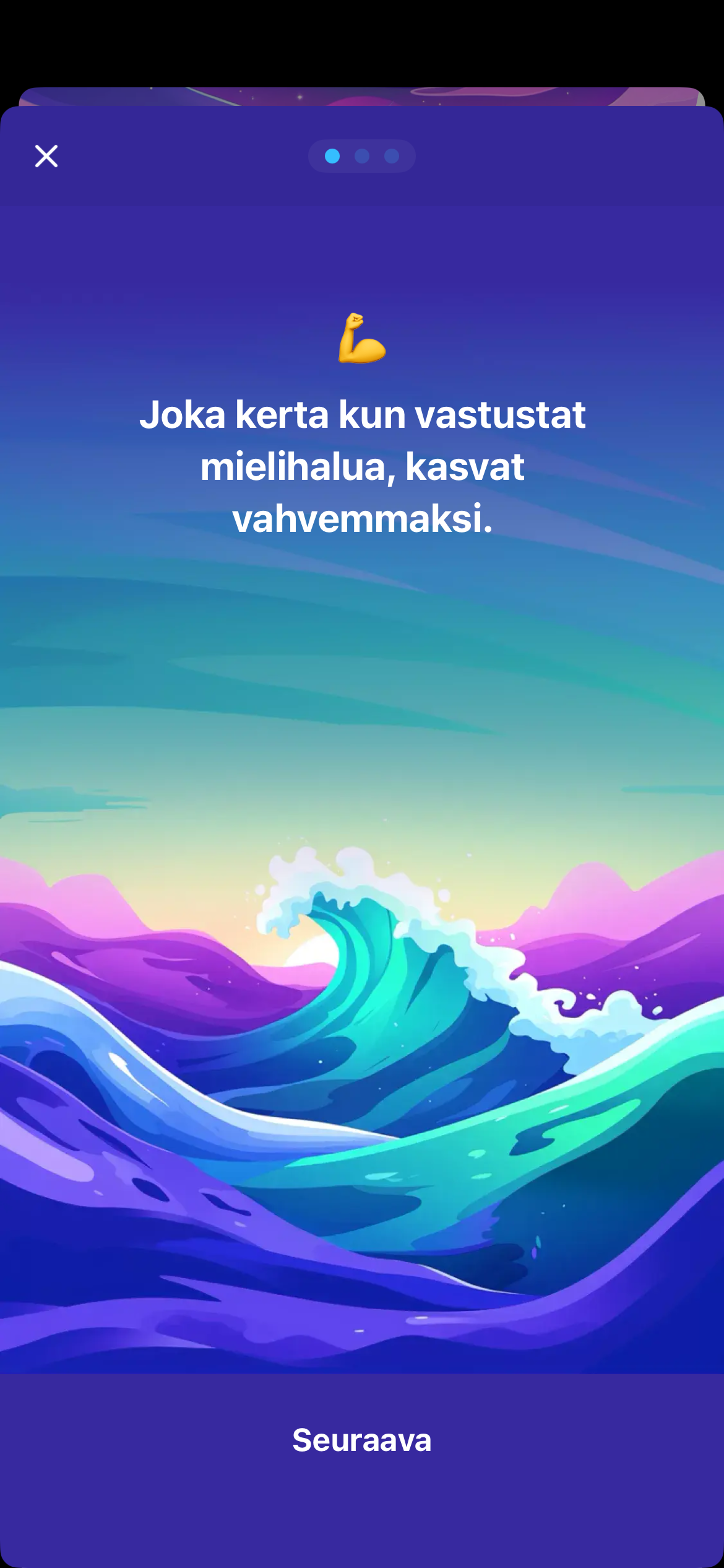 Selviytymisharjoituksen näyttö, jossa kannustetaan vastustamaan mielihaluja