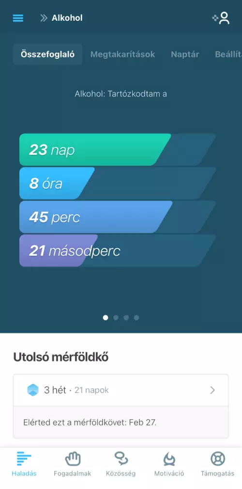 Józanságkövető, amely megmutatja, mennyi ideig voltál józan