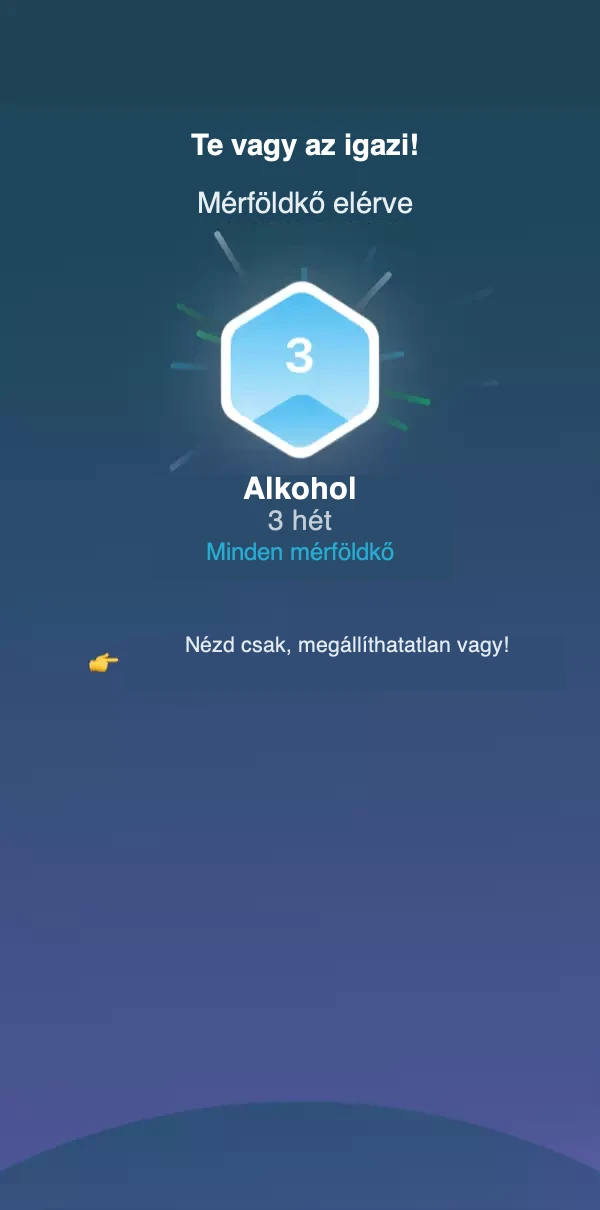 Mérföldkő képernyőkép, amely megmutatja, ha egy új mérföldkövet elértek.