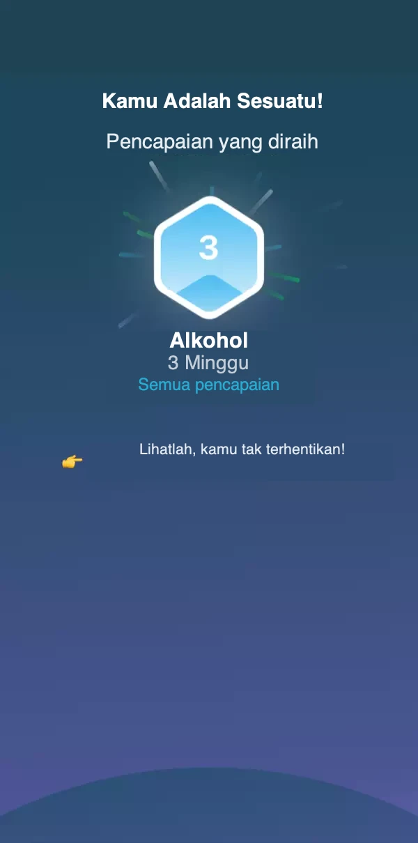 Tangkapan layar tonggak sejarah yang menunjukkan saat tonggak sejarah baru tercapai.