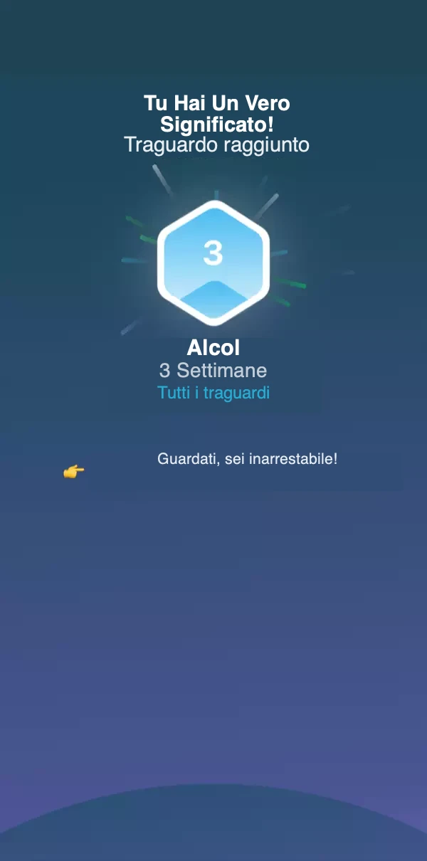 Schermata della milestone che mostra il raggiungimento di una nuova milestone.