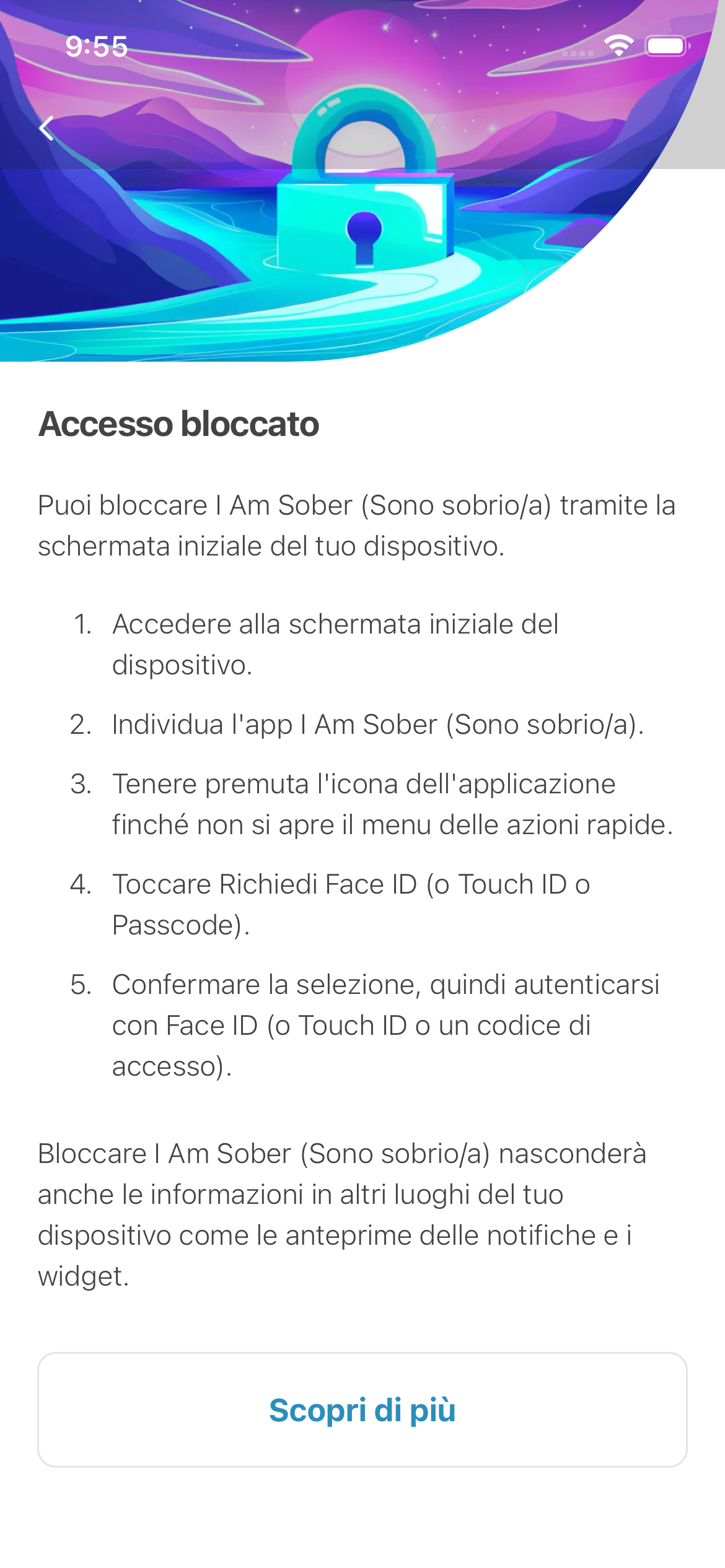 Schermata di accesso bloccato con un lucchetto per la privacy