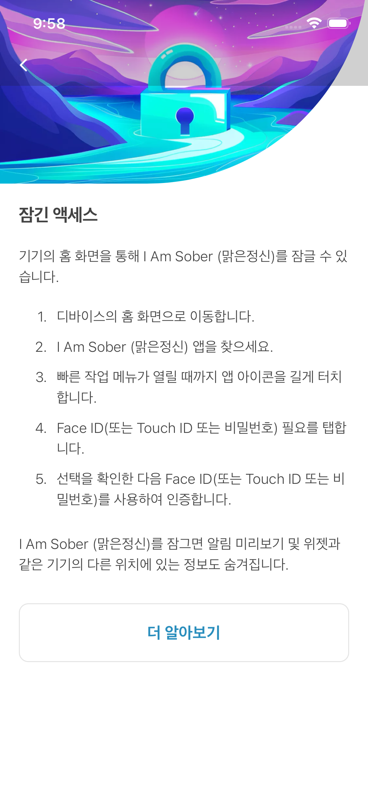 프라이버시 잠금이 보이는 잠금 화면