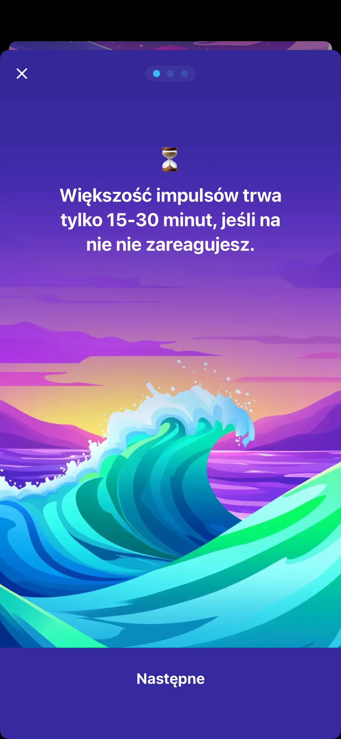 Ekran ćwiczenia radzenia sobie z zachętą do opierania się impulsom
