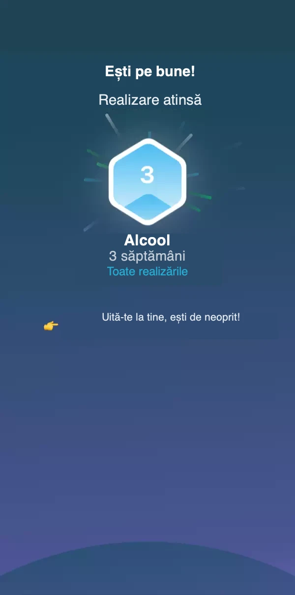 Captură de ecran cu repere care arată când se atinge o nouă etapă.