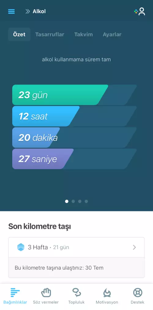 Bağımlılığınız konusunda ne kadar zamandır ayık olduğunuzu gösteren ayıklık izleyicisi