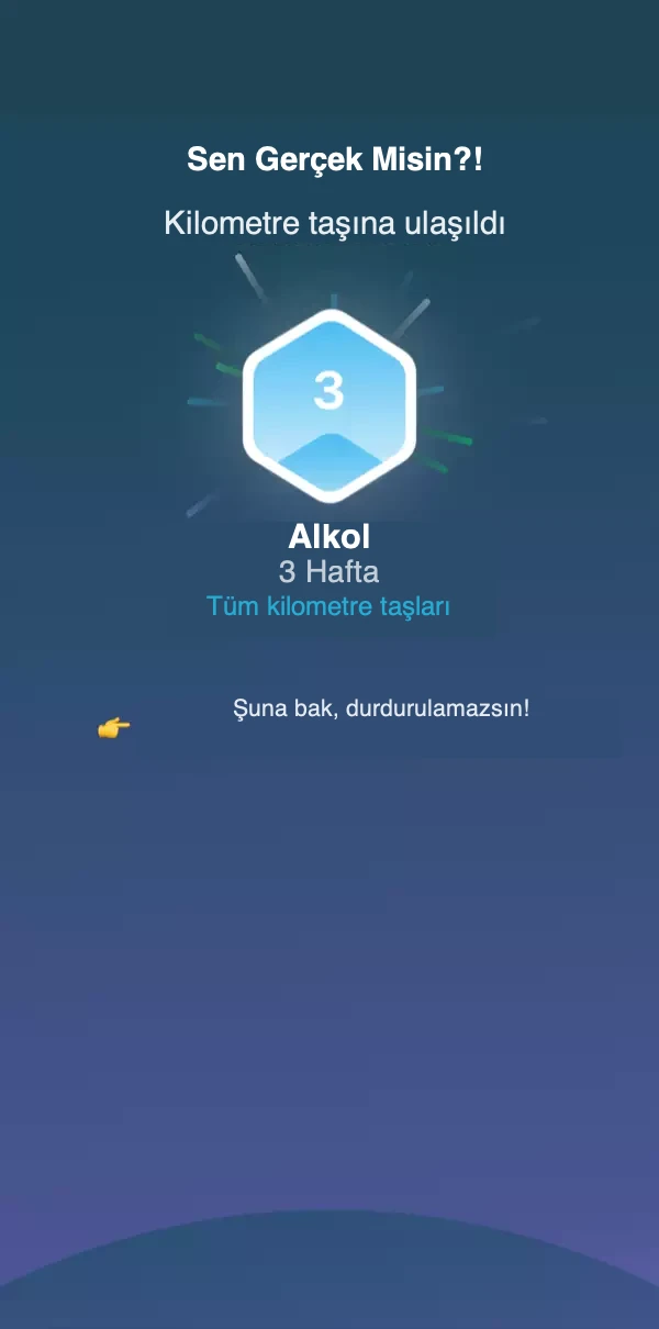 Yeni bir kilometre taşına ulaşıldığını gösteren kilometre taşı ekran görüntüsü.