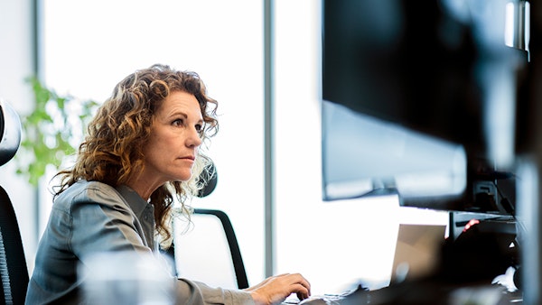 working woman on computer