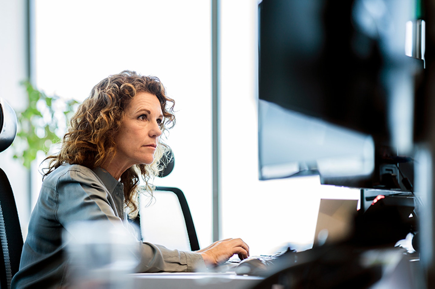 working woman on computer