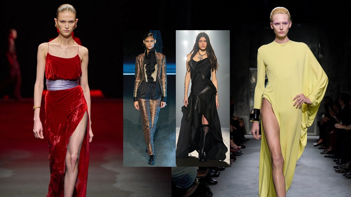 Evening fashion: luxury and architectural restraint