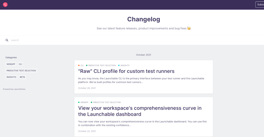 Stay Updated with Launchable’s Changelog Notifications