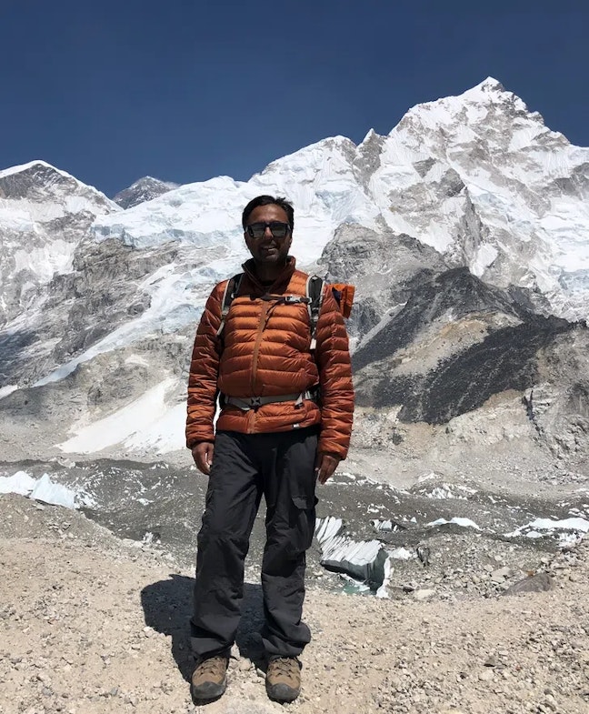 Everest peeking behind the peaks
