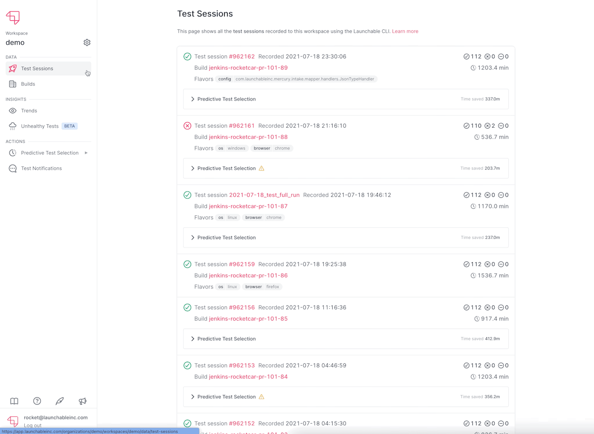 view selected tests