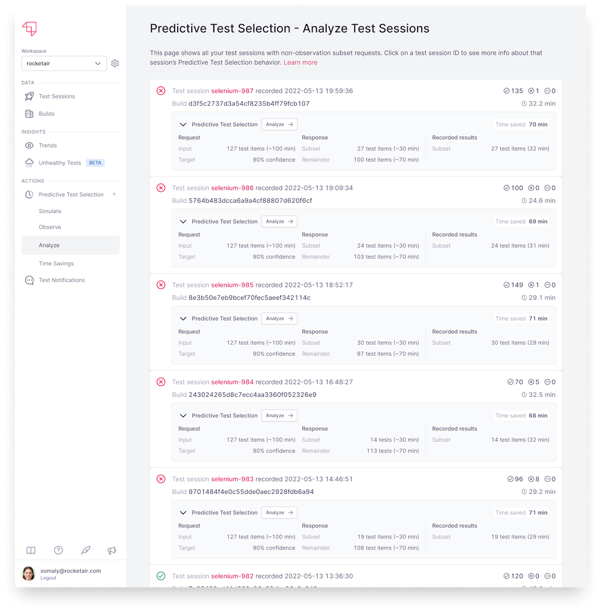 Select a subset of your Selenium tests to run on every pull request, for faster, timely feedback.