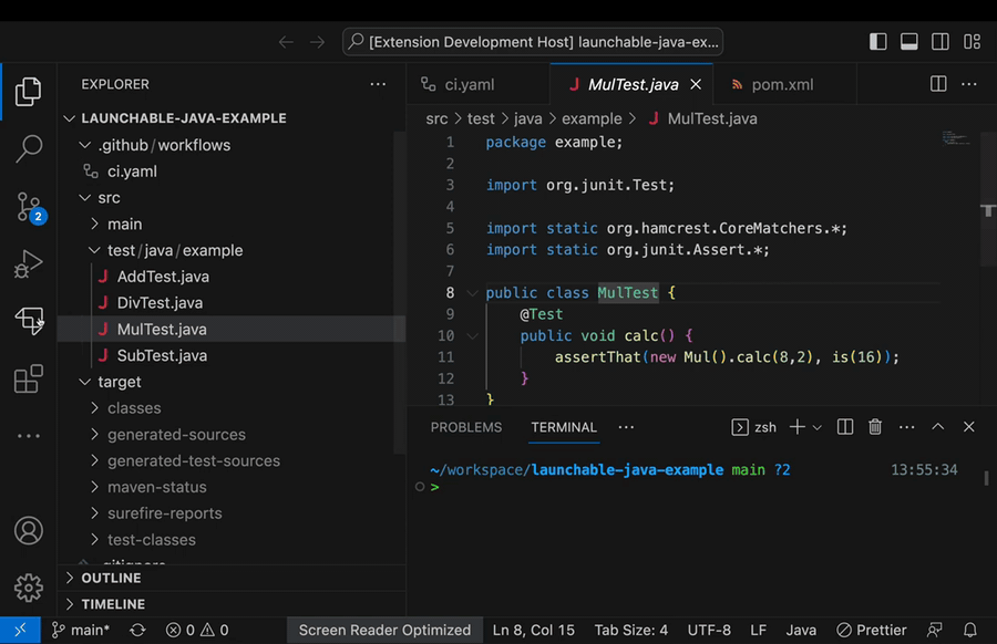 Demo: Launchable extension for VS Code
