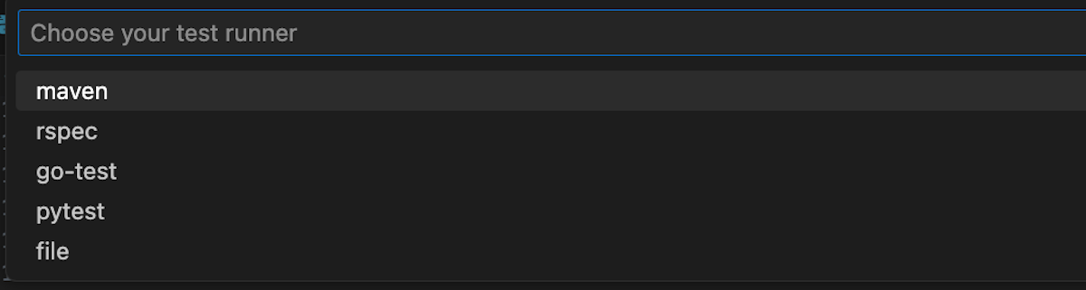 Quick pick for test runners